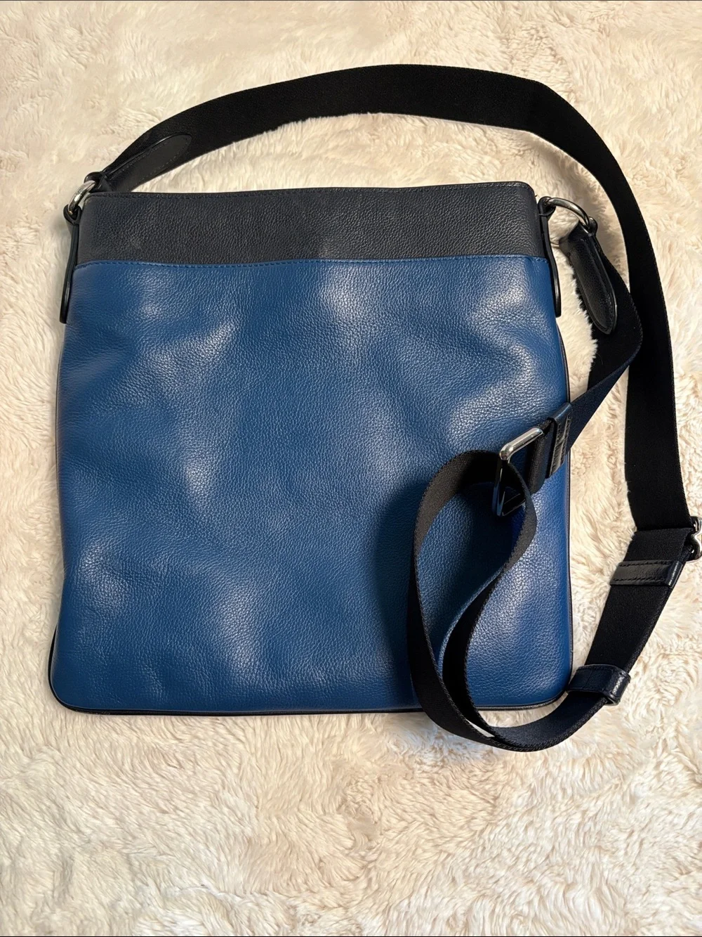 Coach Two-Tone Blue and Black Leather Messenger Bag
